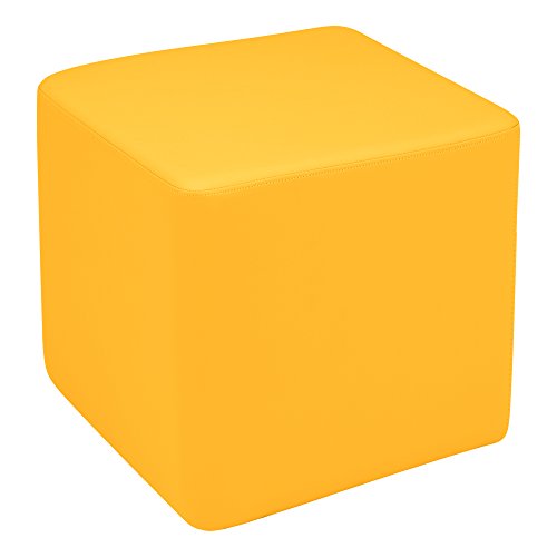 Image of Sprogs 18 inch H Structured Cube Stool -Flexible Modular Collaborative Soft Seating for Office, Home, Lounge and School Classrooms with Durable Frame & Set of 2 inch Casters Add-on -Yellow