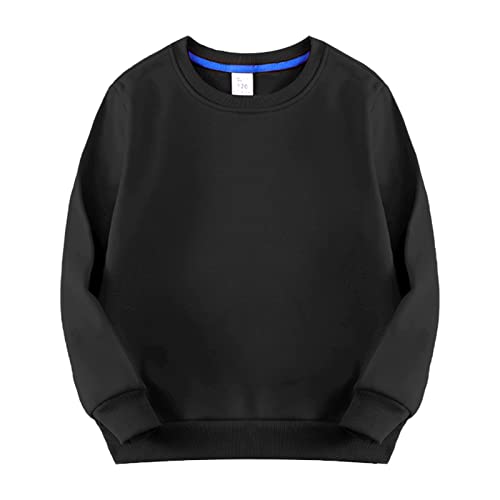 Kids Boy Girl Pullover Hoodie Pullover Sweatshirt T-Shirt Kids Toddler Crewneck Long Sleeve Tshirts (Black, 5-6 Years)