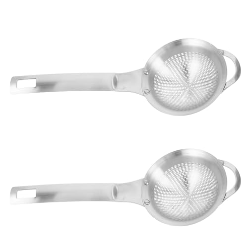 MUELODSIC 2 piezas Colador Mini de Malla Fina Acero Inoxidable con Mango Ergonómico para Infusiones Té Especias y Cocina Resistente Portátil y Fácil de Limpiar de Unidades