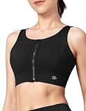 イベット スポーツブラ 揺れない 前開き レディース ハイサポート 大きいサイズ 吸汗速乾 クロスバック 一体型カップ ノンワイヤー ブラジャー ジム ランニング スポブラ M Plus ブラック