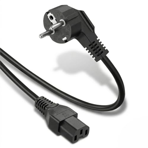 InLine 22345 Cavo Alimentazione, Spina Schuko CEE-7/7 90° a Presa IEC-320-C15, 1 M, Nero
