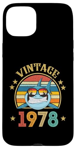 Vintage Shark 48�� �j���p ���g�� ���B���e�[�W 1978 �X�}�z�P�[�X iPhone 15 Plus �p