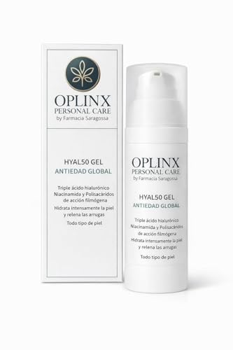 Gel antiedad global Oplinx Hyal50 con triple ácido hialurónico para todo tipo de piel