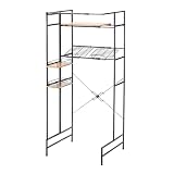 カインズ(CAINZ) 棚付きランドリーラック 幅60〜80cm 奥行71cm 高さ185cm ブラック 壁面＆すきま収納棚つき バスケットも置ける ランドリーラック 洗濯機 収納棚 ランドリー収納