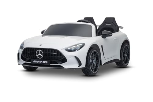 Voiture électrique pour Enfants Mercedes GT63 AMG 24V avec Transmission 4x4, Blanc, 2 Places, siège conducteur réglable, Roues Souples en EVA, télécommande 2,4 GHz, USB/Bluetooth, Moteurs 200W, LED