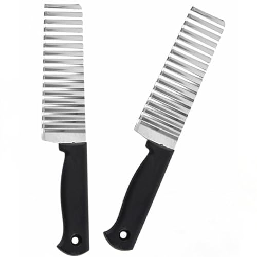 Image of Crinkle Cutter- Stainless Steel Wavy Blade Slicer for Potato Chips, Fruits & Vegetables, Handheld Crinkle Cut Tool (Pack of 1)
