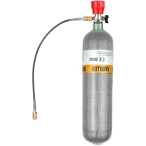 IORMAN 3L Carbon Fiber Tank 4500psi Air Compressed System Cylinder for PCP Paintball HPA Scuba SCBA (Empty Bottle) (Air Tank with Red Valve) Cover