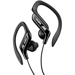 Auriculares Deportivos JVC HA-EB75-BN-U Auriculares Deportivos con Clip Regulable, Ajuste Seguro 5 Posiciones, Resistente a Salpicaduras, Sonido Potente con Graves, Cable 1,2m Forma de L Compatible con Smartphone