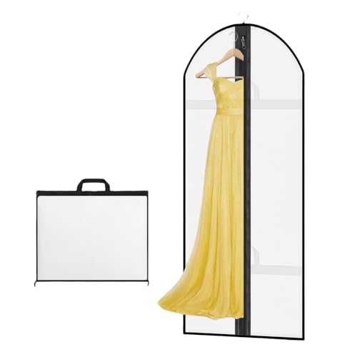 AMFUN Ropa Fundas Armario Plegables Negro con Ventana, Al Agua y a la Humedad, para Vestidos de Novia o Fiesta (Blanco)
