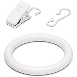 Ikea IKE-502.172.38 SYRLIG - Anillas para cortinas con pinzas y gancho (38 mm de diámetro), color blanco
