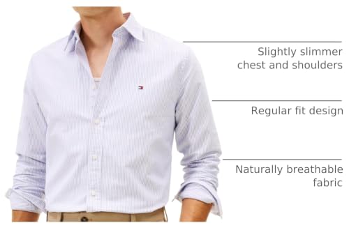 Image of Tommy Hilfiger Men's Long Sleeve Oxford Shirts in Regular Fit, Men's Button Down Shirts, Also Available in Big and Tall