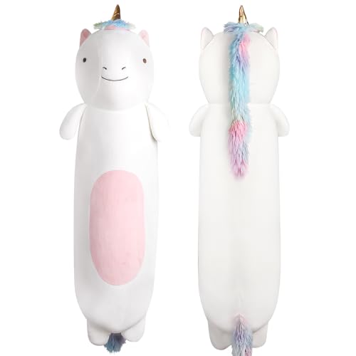 Dalmao 55cm Langer Einhorn Plüsch Kissen, Einhorn Stofftiere Kuscheltier, Niedliche Plüschtier Schlafkissen Geschenke für Kinder Geburtstage,...