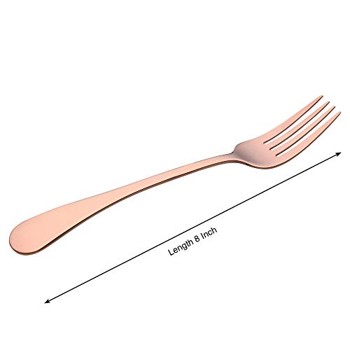 Germany Cutlery SS Stainless Steel Gold Glossy Finish Flatware Tableware Dinnerware Cutlery Forks Set , Length 8 in -Pack of 6 Pieces