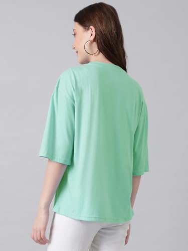 Image of KOTTY Women's Cotton Blend Solid Oversized T-Shirts