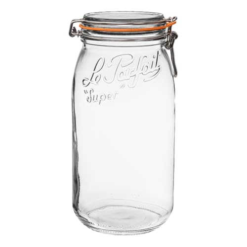 Le Parfait Super Jar - 3L French Glass Canning Jar Wide Mouth Airtight Lid Clear Glass (96oz/3 Quarts 1 pk)