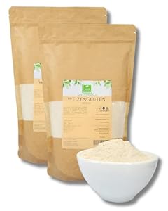 Weizengluten 2 kg von der Grünen Essenz - veganer Fleischersatz 2x1kg - Seitan Basis Pulver - Weizenkleber low carb - natürliches Verdickungsmittel - rein pflanzlich - Weizeneiweiß (2 kg)