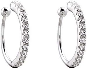 Dainty Crystal Ear Cuffs No Piercing Small Hoop Earrings Sterling Silver CZ Cartilage Wrap Climber Huggies 11mm for Women Girls Rose Gold (Silver)