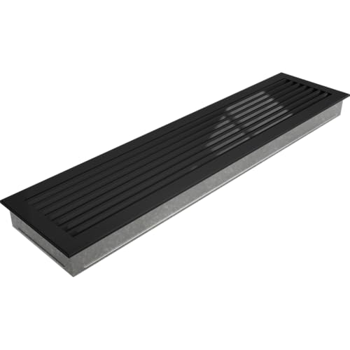 Grille de Ventilation KRATKI Fresh | 17x70cm | Noir | Grille à air Chaud avec Lames en Acier | Grille d'extraction pour Ventilation de cheminée | pour Chaque...