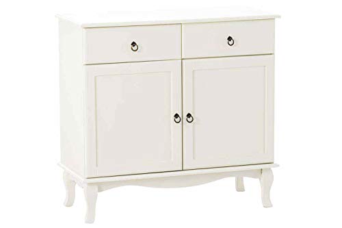 CLP Cómoda Lenni de MDF I Aparador con 2 Cajones I Cómoda con 2 Estantes y 2 Puertas I Cómoda en Estilo Rústico I Blanco