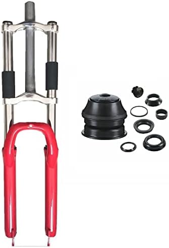 DONSP1986 Bike Suspension Fork 26" and 1 1/8" Headset Combo,Disc Brake,Red,Bike Fork/Bicycle Forks