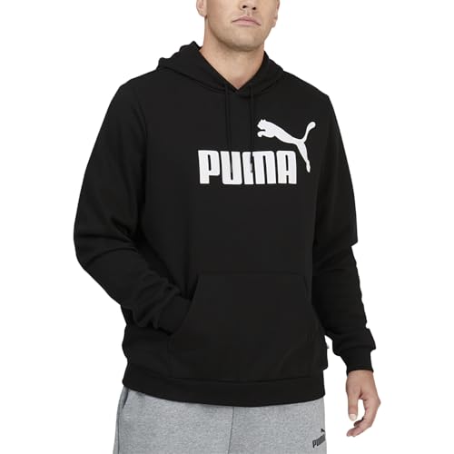 PUMA mens Essentials Big Logo Fleece Hoodie Hooded Sweatshirt, Cotton Black, Large US