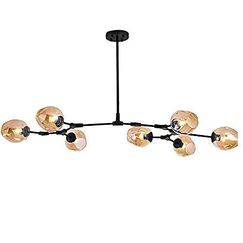 Lustre industriel ambre 7 lumières pour illuminer chaleureusement votre salle à manger