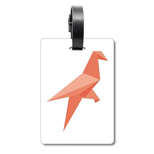 Étiquette d'identification pour valise Red Bird avec attache solide et motif origami abstrait