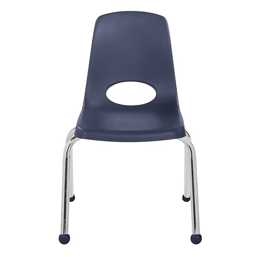 Image of FDP 14 inch School Stack Chair, Stacking Student Seat with Chromed Steel Legs and Ball Glides; For In-Home Learning or Classroom - Contemporary /Purple (4-Pack), 14005-CTPU