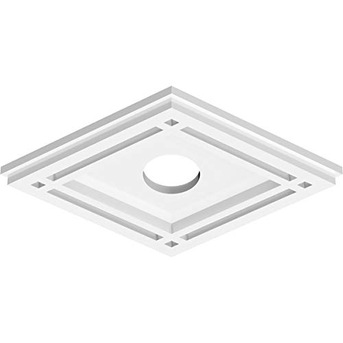 Image of Ekena Millwork CMP12X8DD-02000 Diamond Architectural Grade PVC Contemporary Urethane Ceiling Medallions 12 inchW x 8 inchH x 2 inchID x 4 1 /4 inchC x 1 inchP