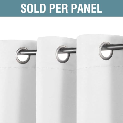 Image of H.VERSAILTEX White Curtains for Living Room Pure White Curtain 96 inches Long Thermal Insulated Window Treatment Panel /Drape for Bedroom, White, One Panel, Grommet Top, 52 inch W x 102 inch L