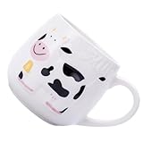 NUOBESTY Taza de Café de Cerámica Diseño de Vaca Lechera para Obsequio de Aniversario y Oficina Capacidad Apta para Lavavajillas