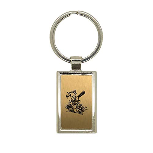 Mygoodprice - Llavero, metal cepillado, diseño de cazador y perro, 3 rectángulos, grabado láser, color