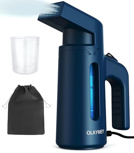 OLAYMEY Steamer Dampfglätter, 30g/min Konstante Dampfleistung, 220ML Wassertank 20S Aufwärmzeit, Tragbarer Steamer Dampfbürste Faltenentferner, Reise Dampfbügeleisen für Reisen, Büro, Zuhause