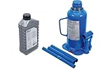 Bundle aus BGS 71036 | Hydrauliköl | mineralisch | HLP 46 | 1 l + BGS 9887 | Hydraulischer Flaschen-Wagenheber | 15 t | Stempelwagenheber/Kompakt-Wagenheber, blau