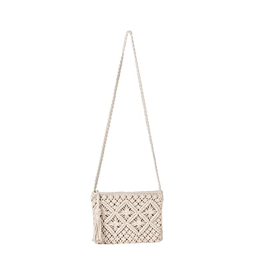 Eiyye Boho Crossbody Handbag Summer Beach Purse Crossbody, Boho Envelope Clutch Crochet Handmade Purse With Tassel, White #TOP4