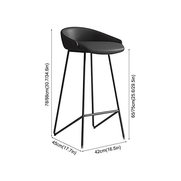 Patchwork Chairs Stools Barstools Leather Backrest Seat Chair Home Breakfast Kitchen Bar Stools With Footrest Lounge Living Room Counter Office High Chair H：75Cm Orange - Image 3