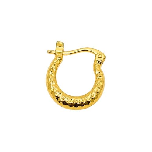 (1 Piece) Unisex Fancy & Stylish Trending Stainless Steel Golden Kundal Bali/hoop Round Crescent Shaped Textured Design Clip on Metal Ear Piercing Earrings for Men & Women-image-26