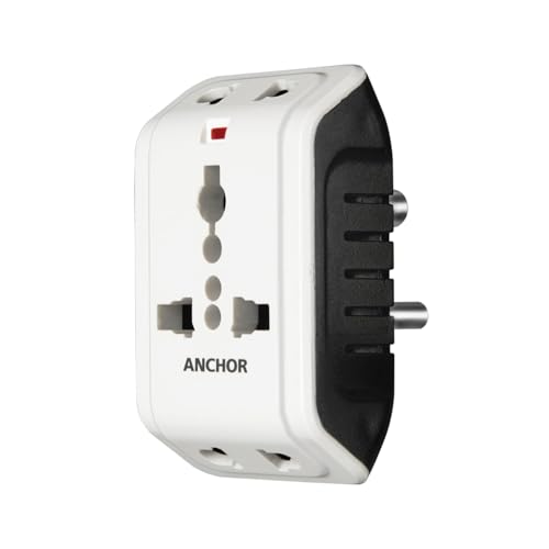 Anchor by Panasonic 6A 3 Pin Multiplug Travel Adapter with Universal Socket | 3 Pin Multi Plug Universal Socket (White) | Pack of 10