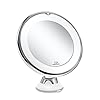 JESLED 10x Magnifying Makeup Mirror with LED Lights, 360° Rotating, Strong Suction Cup, with Stand, Portable Travel-Friendly Design, Perfect for Precision Grooming and Flawless Makeup Application
