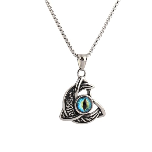 YWMAN Celtic Moon Necklace, Celtic Knot Dragon Eye Pendant, Irish Trinity Triquetra Necklace Jewelry Gifts for Men Women