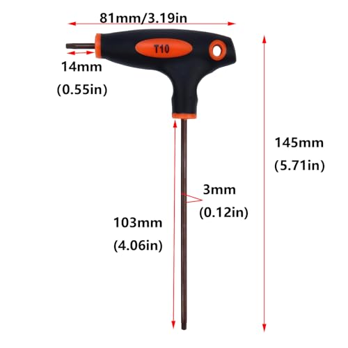 Image of Antrader T10 Torx Screwdriver,S2 Steel Anti Tamper Proof Torx Key-1Pcs | T-Handle Dual End Wrench,Non-Slip Soft Grip Handle,Labor-Saving Hand Repair Tool