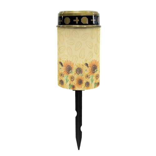 GLENLCWE Sunflower Solar Candle Outdoor Waterproof Floral Solar Powered Flameless Candles Garden Solar Lights with Ground Insertion for Outdoor,LED Cemetery Eternal lights for Memorial
