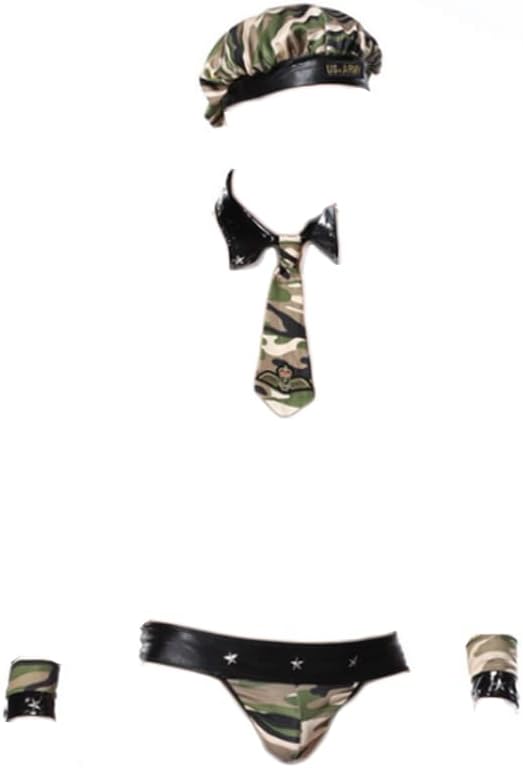 Sexy Men 3pcs Mankini Thong Gay Underwear Set Hot Erotic Camouflage Costume Lingerie Briefs Thong Cosplay Outfits