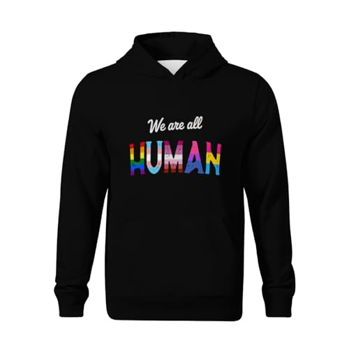 Kids We Are All HUMAN LGBTQ PRIDE Flag Boys Girls Lightweight Kangaroo Pocket Fleece Hoodies2