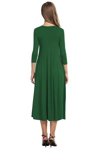 Image of HOTOUCH Women's 3 /4 Sleeve A-line and Flare Midi Long Dress