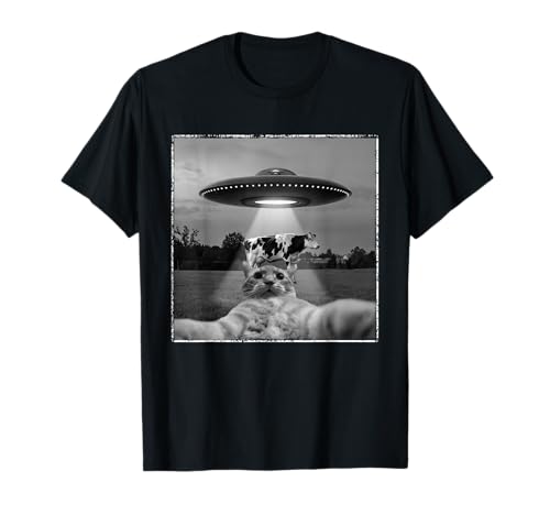 Tshirt Di Selfie Gatto Divertente Uomini Donne Ufo Teorico Maglietta