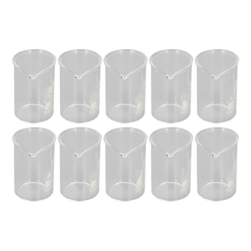 Beaker, Alkali Resistant Thick Borosilicate Glass 10ml 10pcs Laboratory Cup for Teaching