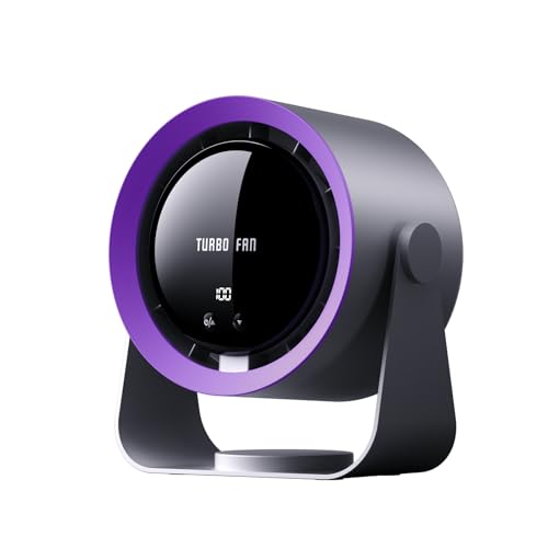 Wastou Ventilador de mesa USB recargable con pantalla digital, 5 velocidades ultra silenciosas...