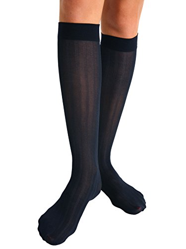 Berkshire Women's Trend Rib Opaque Trouser Socks - Sandalfoot, Navy, One-Size