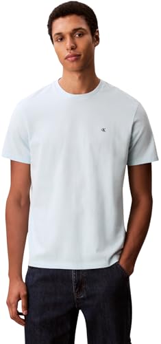 Calvin Klein Herren T-Shirt Kurzarm Classic Monogram Tee mit Rundhalsausschnitt, Blau (Airy Blue), L